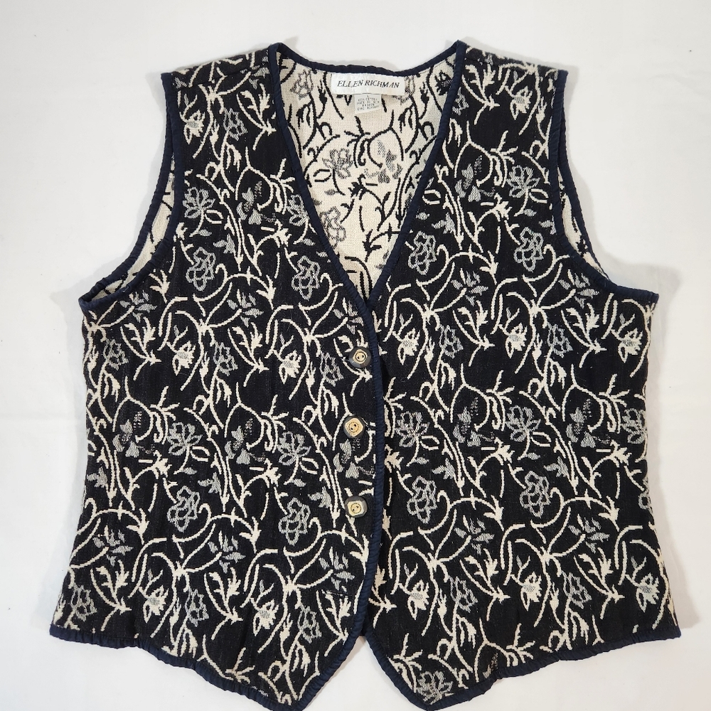 Vintage Ellen Richman Tapestry Vest Size Large